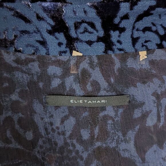 Elie Tahari Size XS Dusk Blue Burnout Silk Jacket Whimsigoth Witch Vampire Goth - Picture 11 of 15
